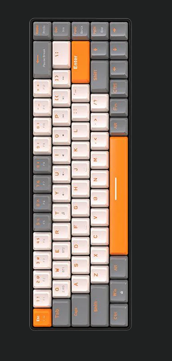 Shopniverse Vertical Keyboard Layout - Compact design with premium keycaps and orange accent keys